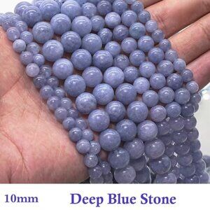 Deep Blue Spherical Gemstones 10mm.  15" Strand